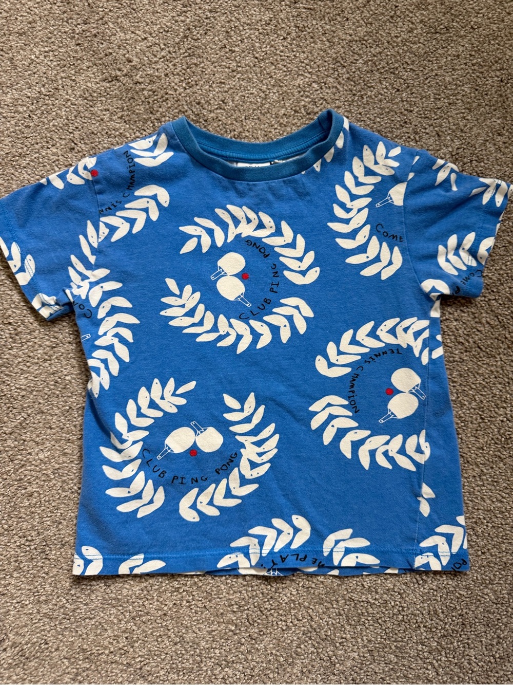 Blue Short Sleeve Kids Beau Loves Ping Pong T Shirt Size 2/3